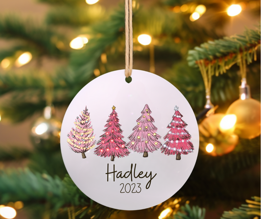 Pink Christmas Trees Ornament