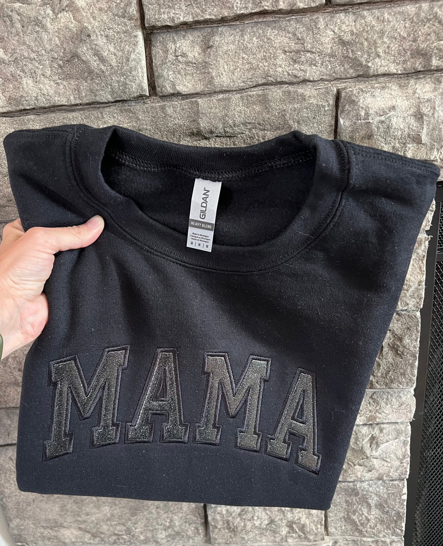 Mama Black Glitter Appliqué Sweatshirt