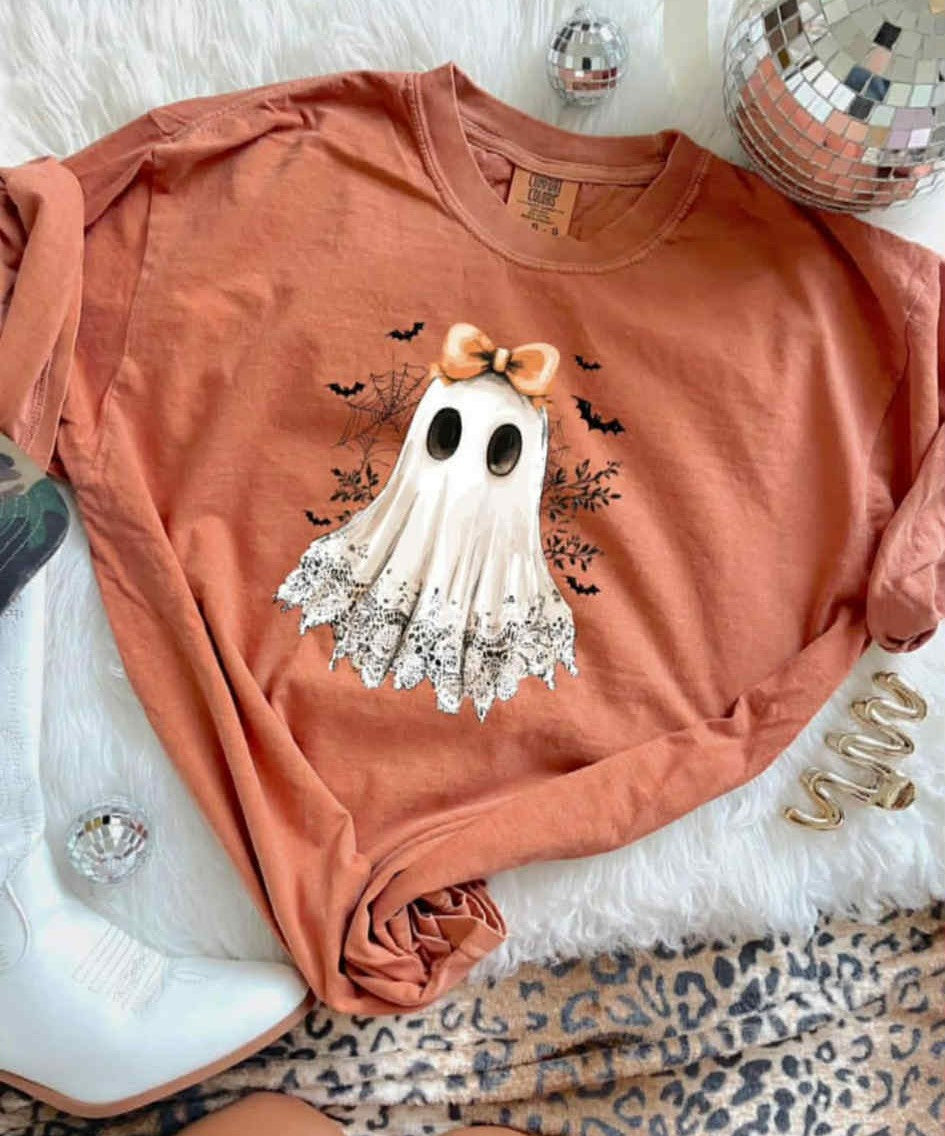 Orange Bow Ghost Girl-Comfort Colors
