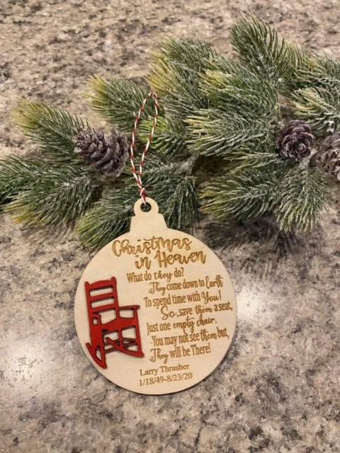 Engraved Christmas in Heaven Ornament
