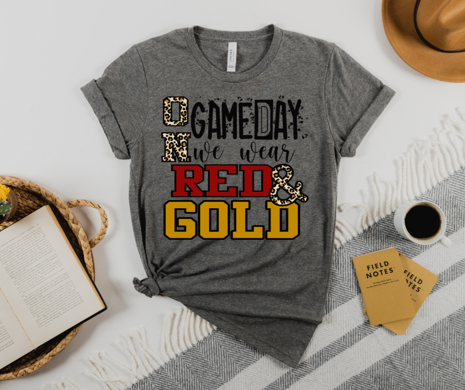 On Gameday we wear red and gold tee