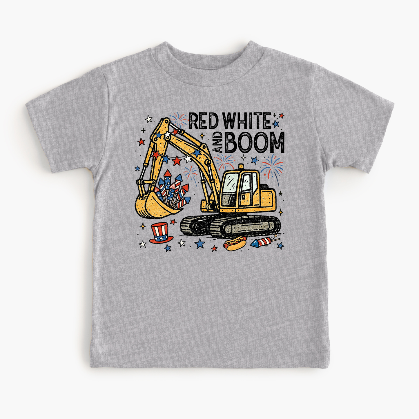 Red White Boom Excavator
