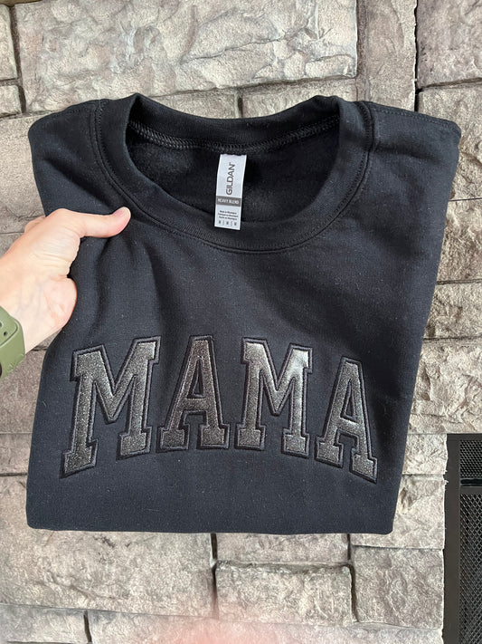 Mama Black Glitter Appliqué Sweatshirt