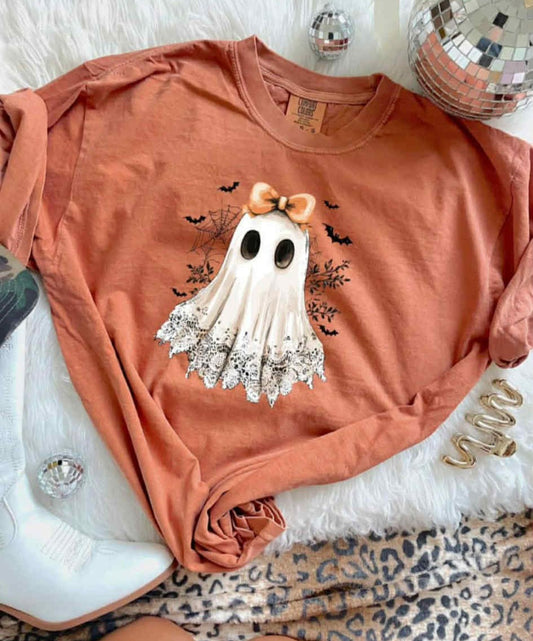 Orange Bow Ghost Girl-Comfort Colors
