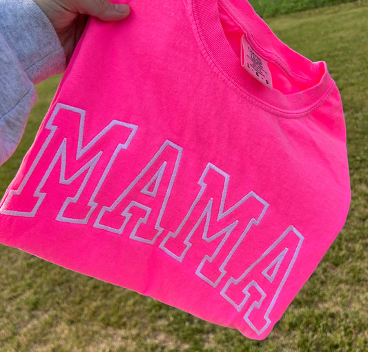 Neon Pink Embroidered MAMA